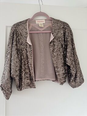 Taupe Gold Sequin Cropped Jacket